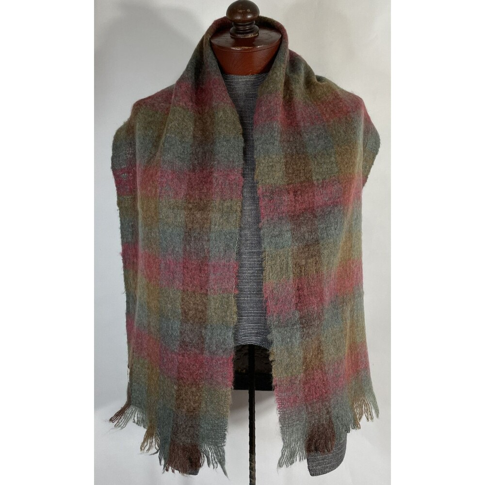 Baar Beards Scarf Japan Soft Colorful Plaid Acrylic Wool Blend W Fringe Vintage
